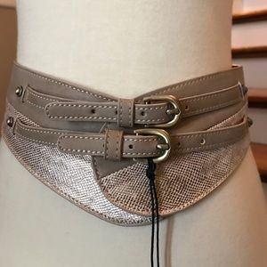 Anthropologie Stevie Metallic Stretch Waist Belt